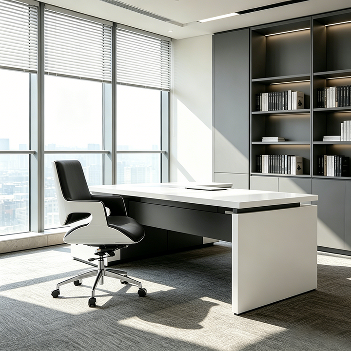 Modern Mid Back Office Chair With Aluminum Base - Swivel Desk Chair With Ergonomic Cushion & SGS Gas Lift For Home Office
