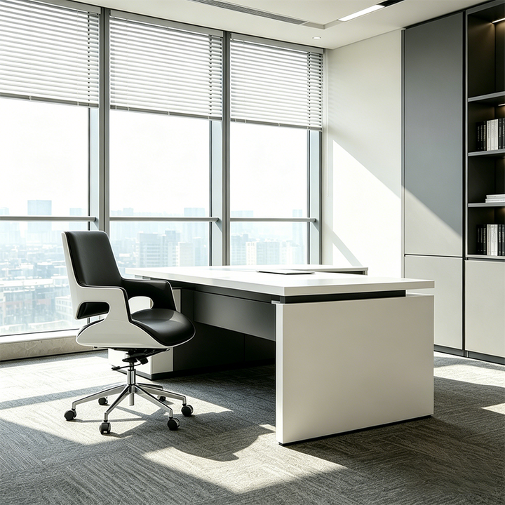 Modern Mid Back Office Chair With Aluminum Base - Swivel Desk Chair With Ergonomic Cushion &amp; SGS Gas Lift For Home Office