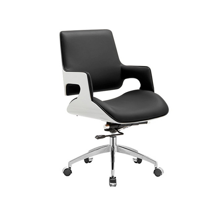 Modern Mid Back Office Chair With Aluminum Base - Swivel Desk Chair With Ergonomic Cushion &amp; SGS Gas Lift For Home Office