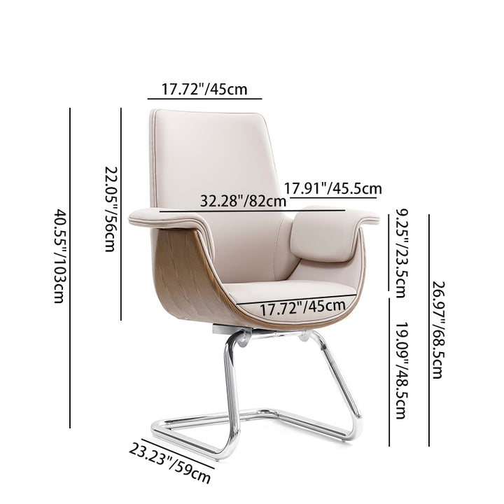Modern Luxury Ergonomic Office Visitor Chair - Faux Leather Desk Chair With Chrome Cantilever Frame For Home Office