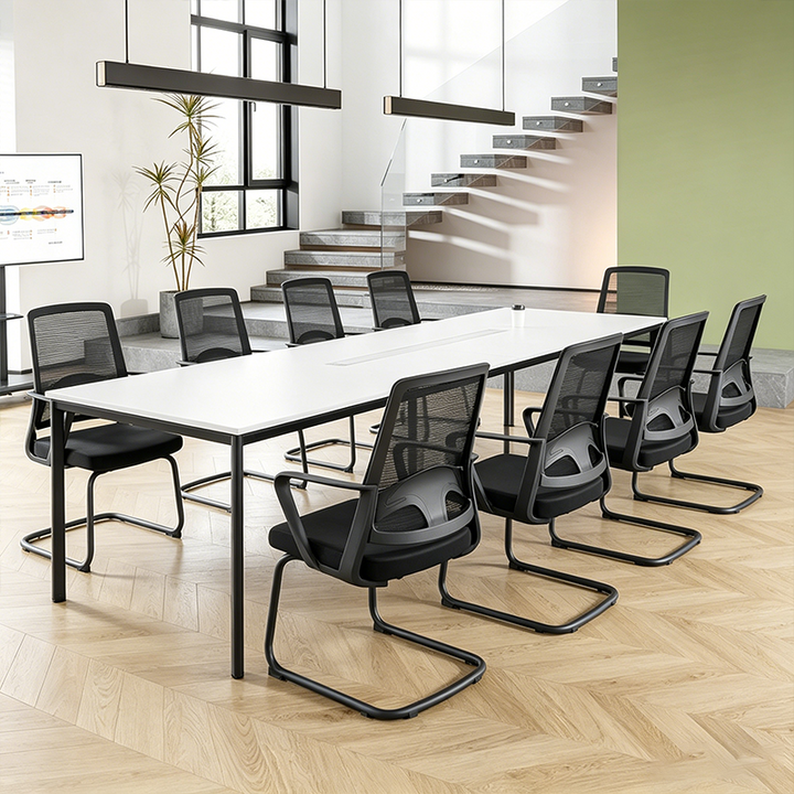 Modern Black Mesh Executive Office Chair - PP & Fiberglass Frame & Cantilever Base Desk Chair For Home Office