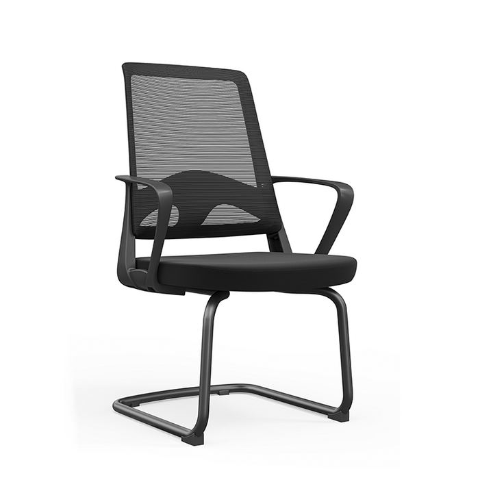 Moderner schwarzer Executive-Bürostuhl aus Mesh – PP- &amp; Fiberglas-Rahmen &amp; Freischwinger-Gestell für das Homeoffice 