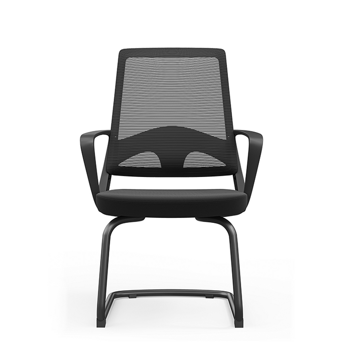 Moderner schwarzer Executive-Bürostuhl aus Mesh – PP- &amp; Fiberglas-Rahmen &amp; Freischwinger-Gestell für das Homeoffice 