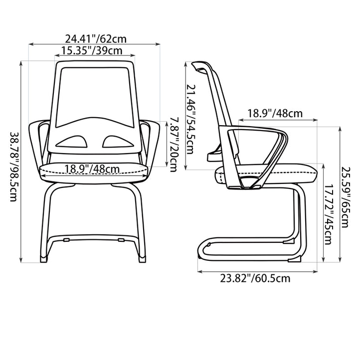 Modern White Mesh Office Chair With Cantilever Steel Frame - Minimalist Ergonomic Support Desk Chair For Home Office