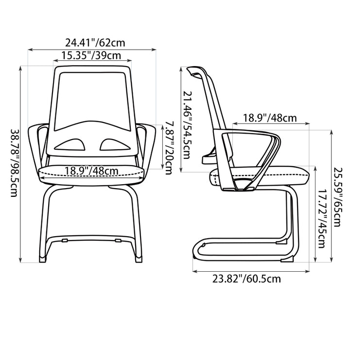 Modern Ergonomic Gray Mesh Office Guest Chair - Durable Steel Cantilever Base Breathable Seat Desk Chair For Home Office