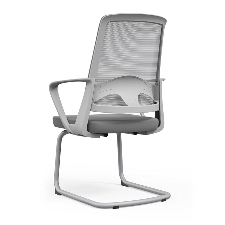 Moderner ergonomischer grauer Büro-Besucherstuhl aus Mesh - langlebiges Freischwingergestell aus Stahl, atmungsaktiver Sitz-Schreibtischstuhl fürs Homeoffice 