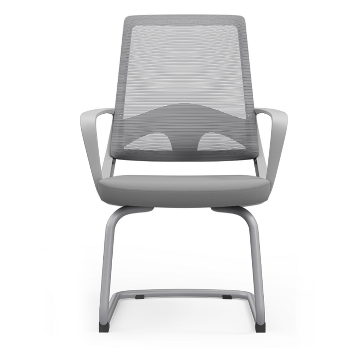 Moderner ergonomischer grauer Büro-Besucherstuhl aus Mesh - langlebiges Freischwingergestell aus Stahl, atmungsaktiver Sitz-Schreibtischstuhl fürs Homeoffice 