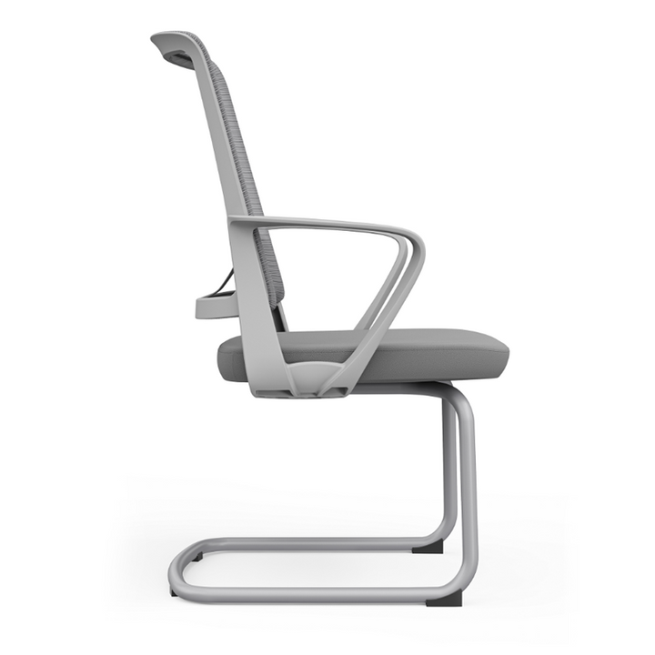 Moderner ergonomischer grauer Büro-Besucherstuhl aus Mesh - langlebiges Freischwingergestell aus Stahl, atmungsaktiver Sitz-Schreibtischstuhl fürs Homeoffice 