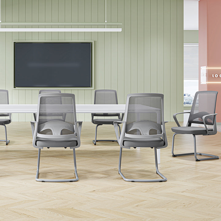 Modern Ergonomic Gray Mesh Office Guest Chair - Durable Steel Cantilever Base Breathable Seat Desk Chair For Home Office