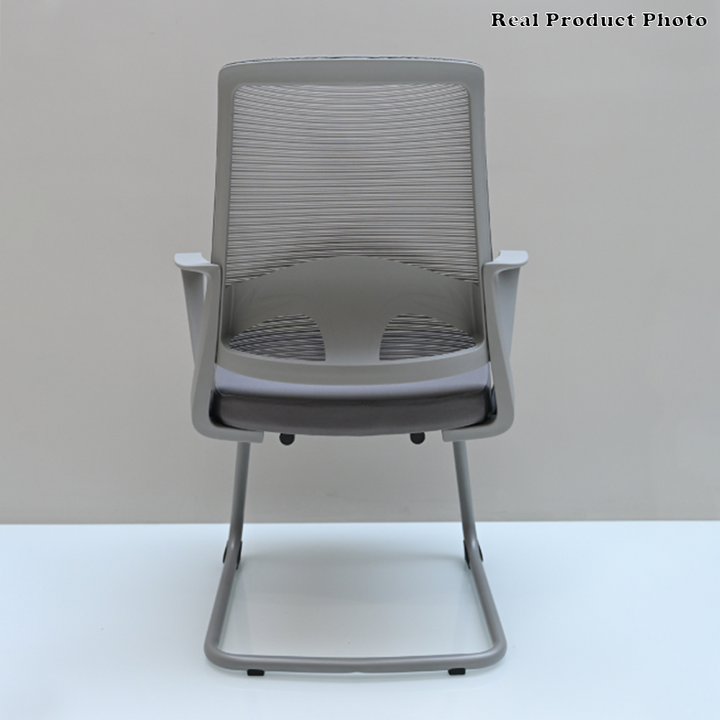 Moderner ergonomischer grauer Büro-Besucherstuhl aus Mesh - langlebiges Freischwingergestell aus Stahl, atmungsaktiver Sitz-Schreibtischstuhl fürs Homeoffice 