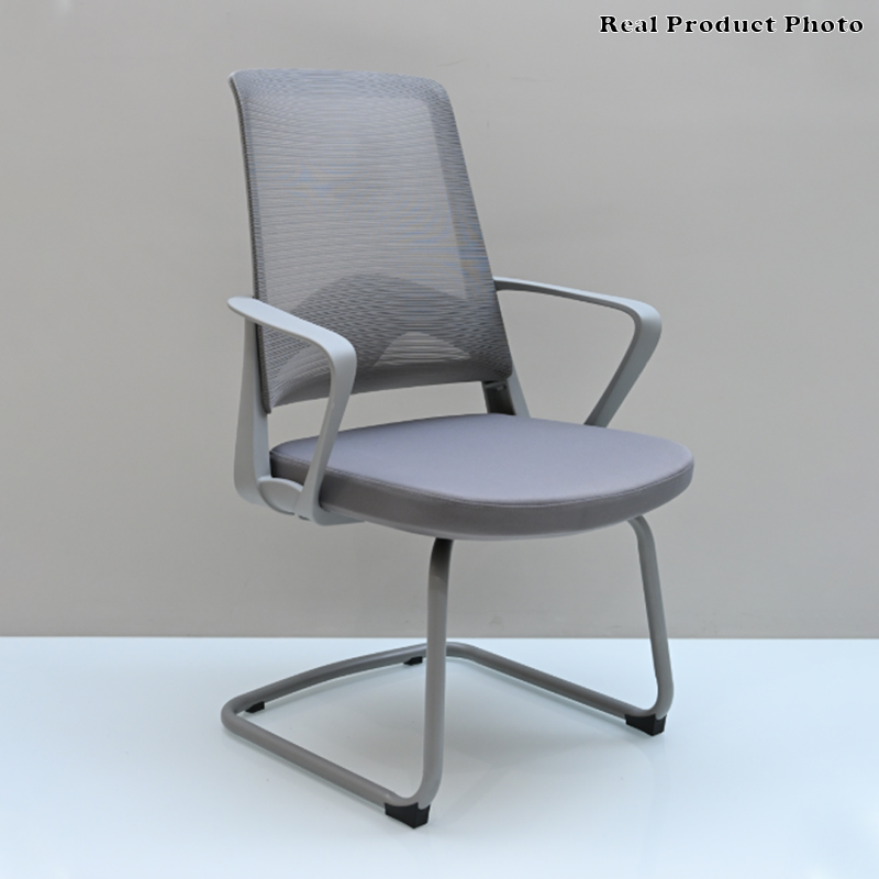 Moderner ergonomischer grauer Büro-Besucherstuhl aus Mesh - langlebiges Freischwingergestell aus Stahl, atmungsaktiver Sitz-Schreibtischstuhl fürs Homeoffice 