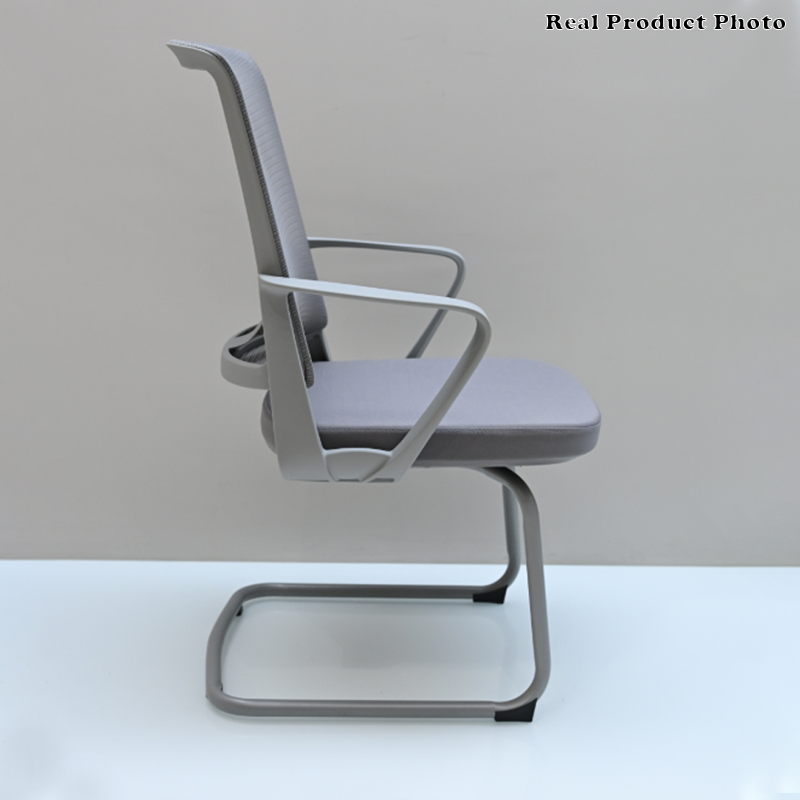 Moderner ergonomischer grauer Büro-Besucherstuhl aus Mesh - langlebiges Freischwingergestell aus Stahl, atmungsaktiver Sitz-Schreibtischstuhl fürs Homeoffice 