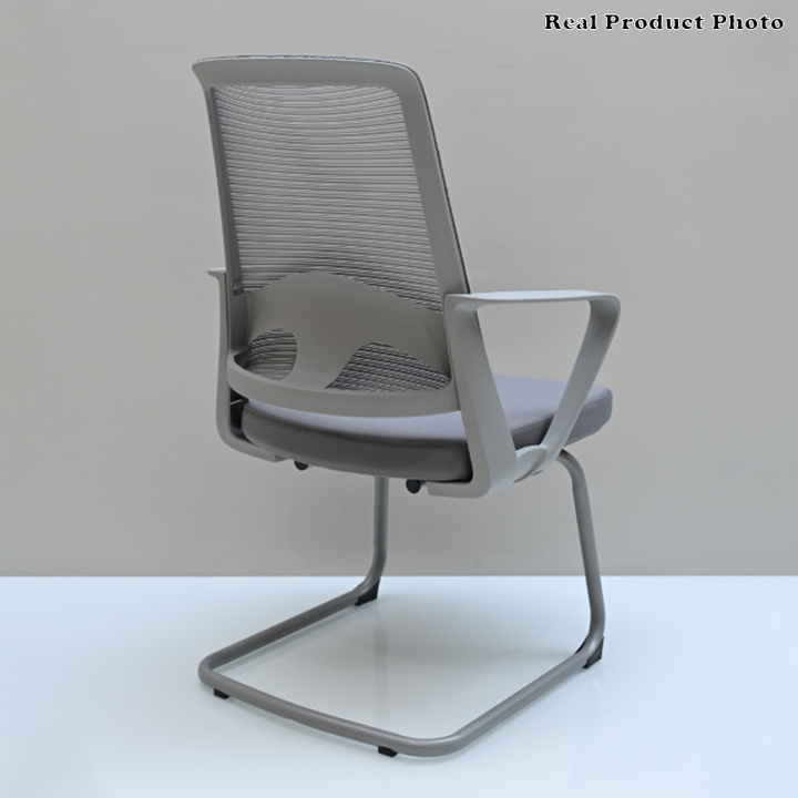 Moderner ergonomischer grauer Büro-Besucherstuhl aus Mesh - langlebiges Freischwingergestell aus Stahl, atmungsaktiver Sitz-Schreibtischstuhl fürs Homeoffice 