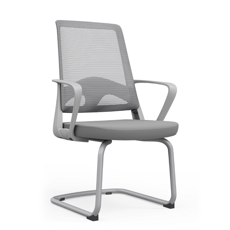 Moderner ergonomischer grauer Büro-Besucherstuhl aus Mesh - langlebiges Freischwingergestell aus Stahl, atmungsaktiver Sitz-Schreibtischstuhl fürs Homeoffice 