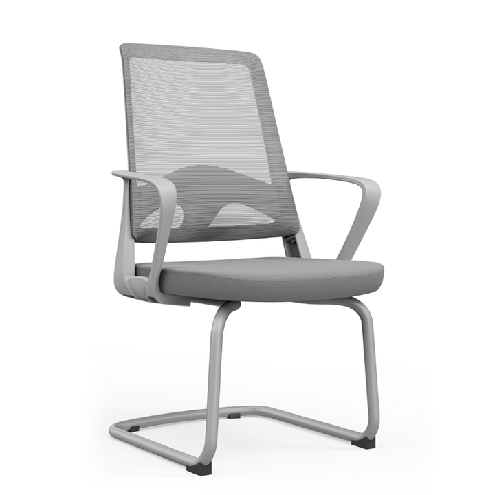 Moderner ergonomischer grauer Büro-Besucherstuhl aus Mesh - langlebiges Freischwingergestell aus Stahl, atmungsaktiver Sitz-Schreibtischstuhl fürs Homeoffice 