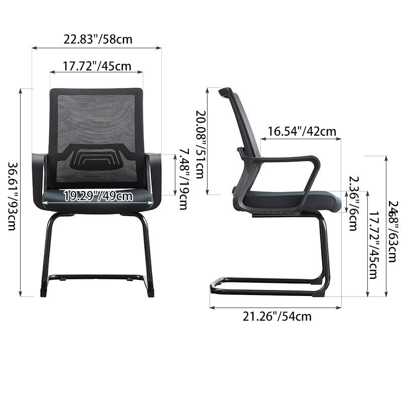 Modern Stylish Black Mesh Office Chair With Integrated Armrest - PP Lumbar Support &amp; Steel Cantilever Desk Chair For Home Office