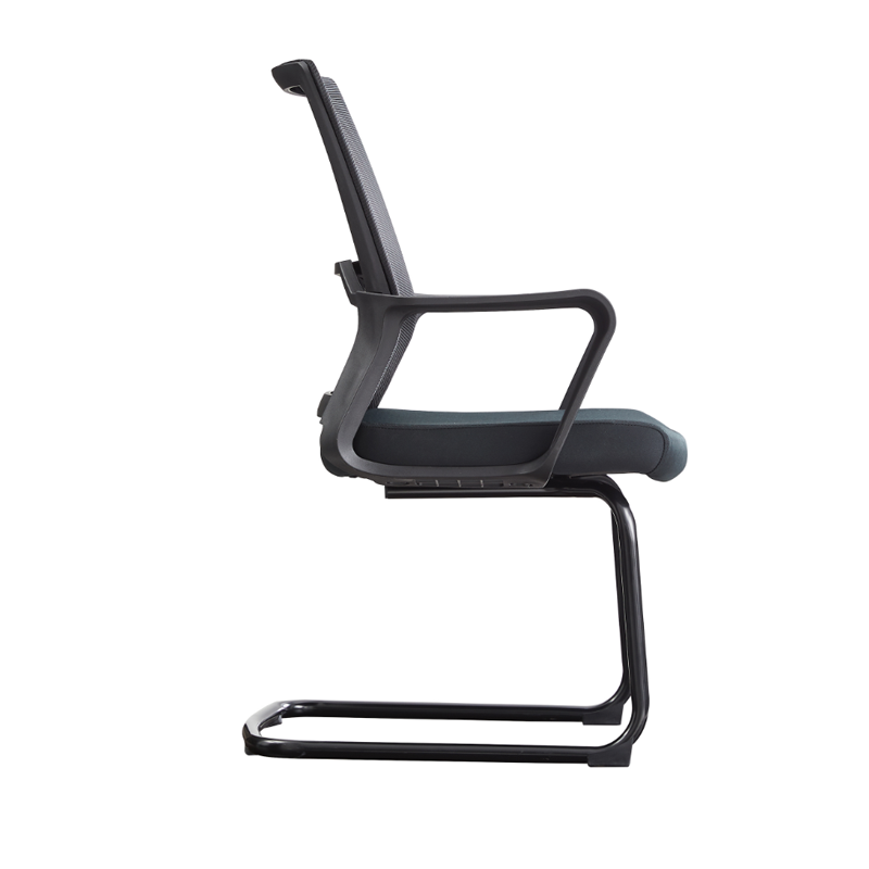 Modern Stylish Black Mesh Office Chair With Integrated Armrest - PP Lumbar Support &amp; Steel Cantilever Desk Chair For Home Office