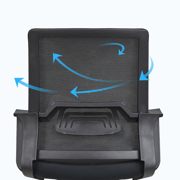 Modern Stylish Black Mesh Office Chair With Integrated Armrest - PP Lumbar Support &amp; Steel Cantilever Desk Chair For Home Office