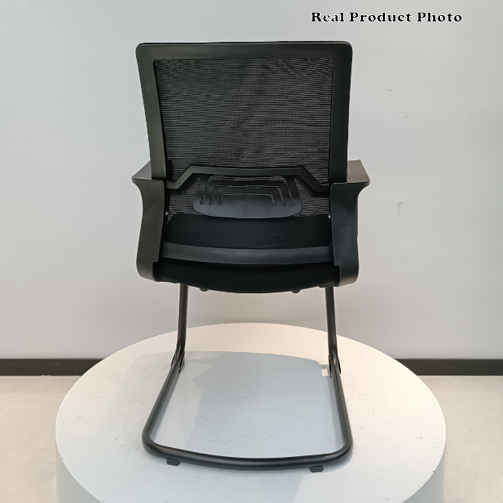 Modern Stylish Black Mesh Office Chair With Integrated Armrest - PP Lumbar Support &amp; Steel Cantilever Desk Chair For Home Office