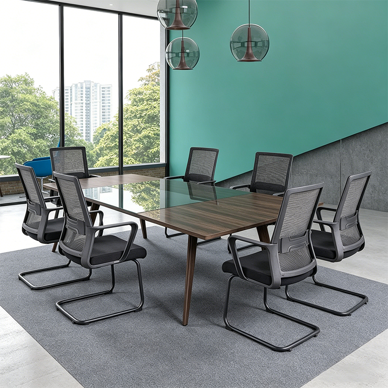 Moderner atmungsaktiver Executive-Bürostuhl mit ergonomischer Netzrücken-Unterstützung – robuster Schreibtischstuhl mit freischwingendem Stahlgestell für das Homeoffice 