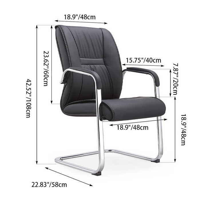 Modern Minimalist Black Faux Leather Office Chair - Ergonomic High Density Cushion Desk Chair For Home Office