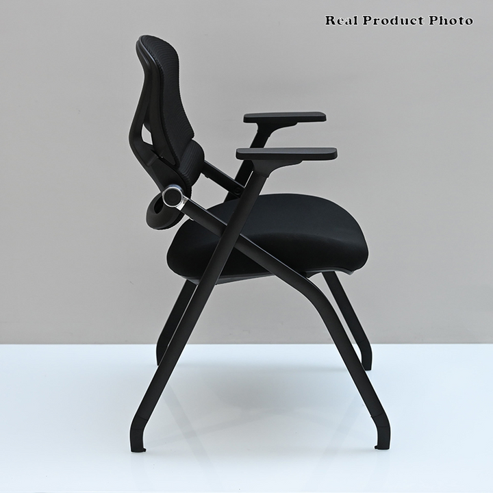 Modern Folding Training Chair With Mesh Back &amp; Flip-Up Seat - Space Saving Desk Chair For Home Office