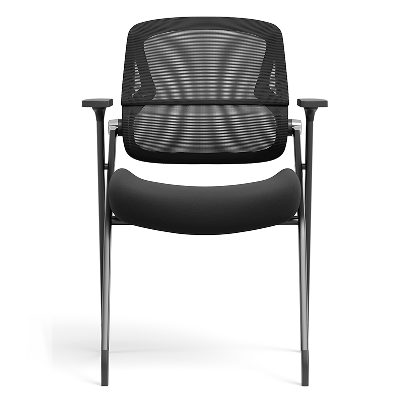 Modern Folding Training Chair With Mesh Back &amp; Flip-Up Seat - Space Saving Desk Chair For Home Office