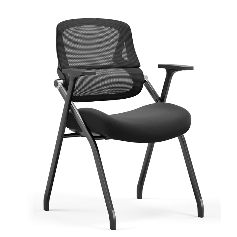 Modern Folding Training Chair With Mesh Back &amp; Flip-Up Seat - Space Saving Desk Chair For Home Office