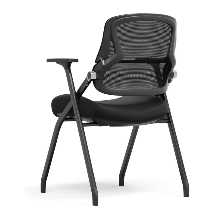 Modern Folding Training Chair With Mesh Back &amp; Flip-Up Seat - Space Saving Desk Chair For Home Office
