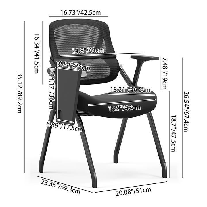 Moderner Schulungsstuhl aus Mesh mit klappbarem Sitz &amp; Schreibarm - Multifunktionaler Konferenzstuhl mit Schreibplatte fürs Homeoffice 