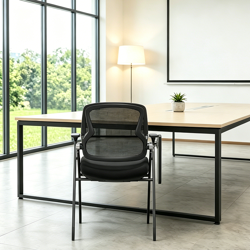Moderner Schulungsstuhl aus Mesh mit klappbarem Sitz &amp; Schreibarm - Multifunktionaler Konferenzstuhl mit Schreibplatte fürs Homeoffice 