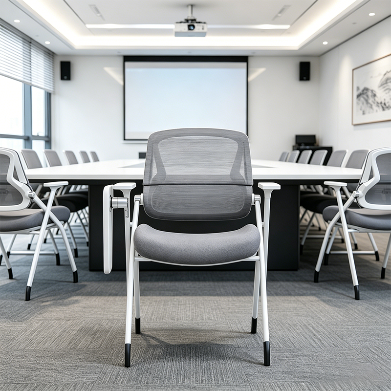 Moderner Büro-Konferenzstuhl mit Schreibplatte – platzsparender klappbarer Schulungsstuhl mit Tisch für das Homeoffice 