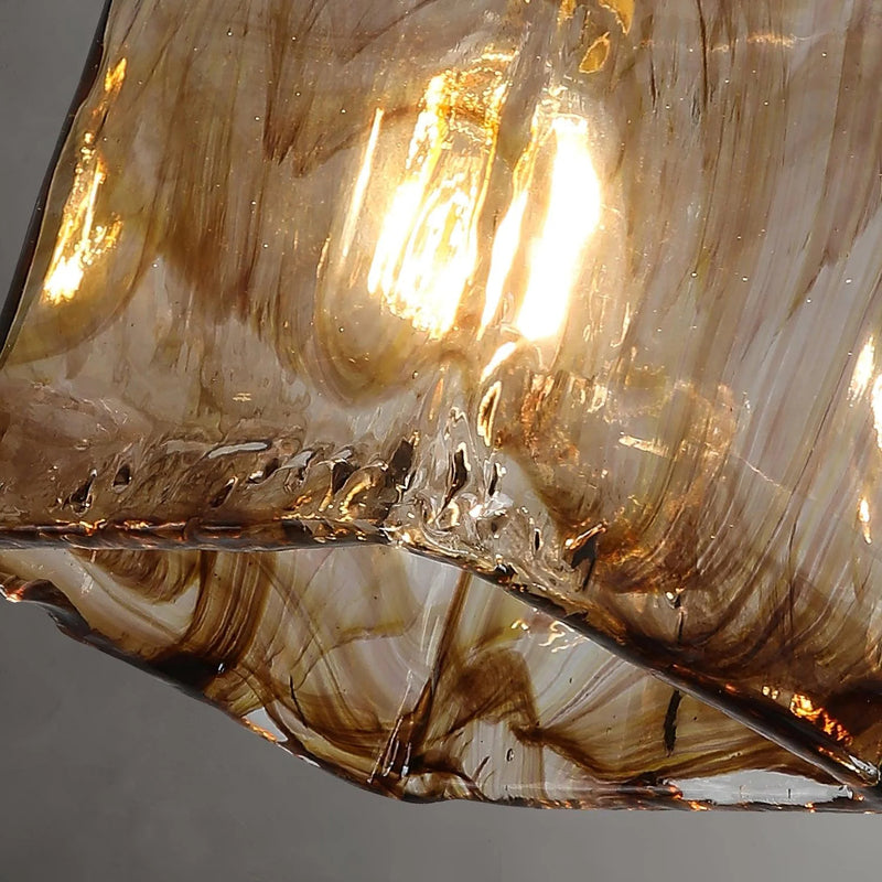 Zeitgenössische Retro Messing geometrische quadratische Bernstein Glas Schatten 1-Licht Pendelleuchte für Wohnzimmer