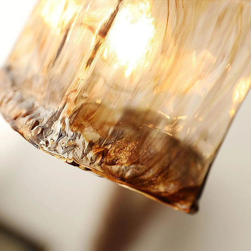 Zeitgenössische Retro Messing geometrische quadratische Bernstein Glas Schatten 1-Licht Pendelleuchte für Wohnzimmer