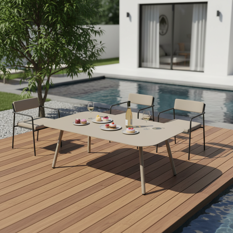 Modern Minimalist Rectangular Outdoor Table - Aluminum Coffee Table For Garden & Balcony