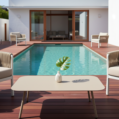 Modern Minimalist Rectangular Outdoor Table - Aluminum Coffee Table For Garden & Balcony