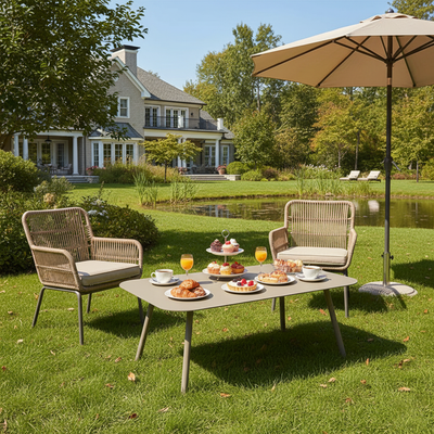 Modern Minimalist Rectangular Outdoor Table - Aluminum Coffee Table For Garden & Balcony