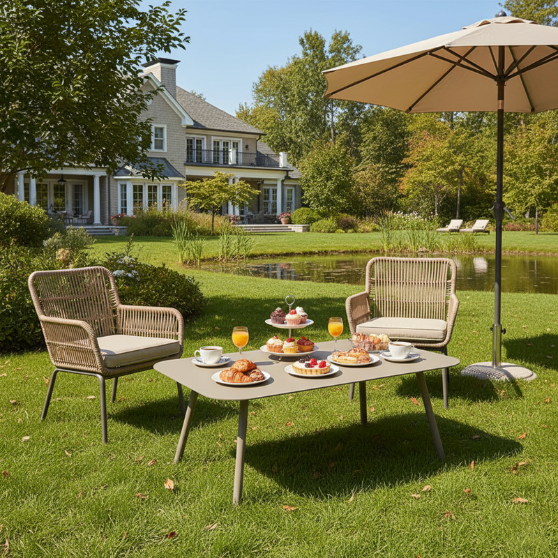 Modern Minimalist Rectangular Outdoor Table - Aluminum Coffee Table For Garden & Balcony