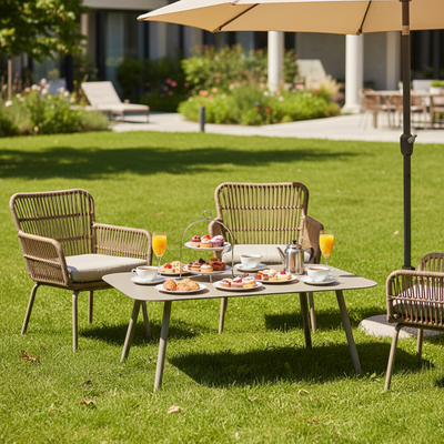 Modern Minimalist Rectangular Outdoor Table - Aluminum Coffee Table For Garden & Balcony