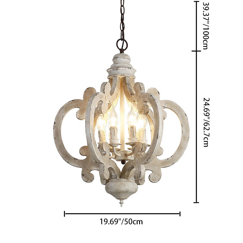 Contemporary Creative Industrial Wooden Candle Design 6-Light Chandelier For Living Room