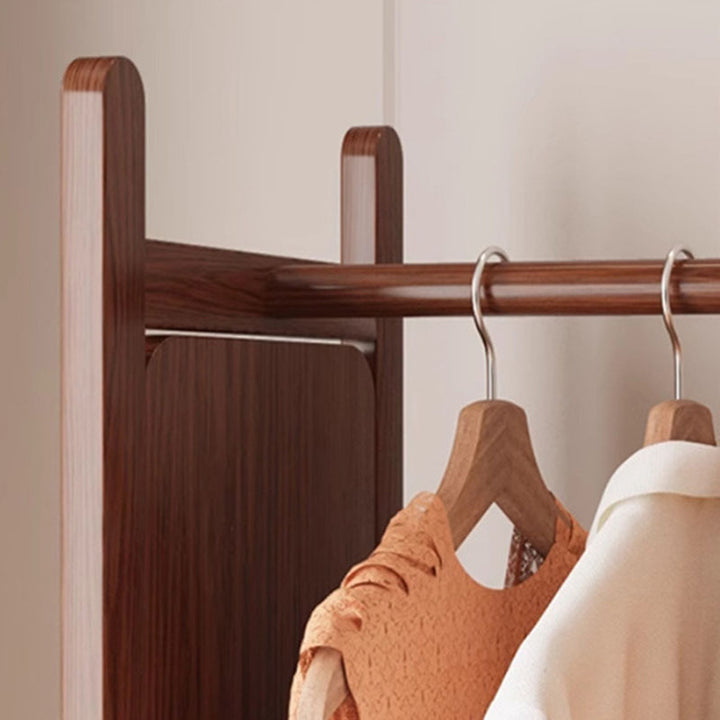 All-In-One Solid Ash &amp; Rubber Wood Hall Tree - Combined Mirror 4-Tier Storage Cabinet Hanging Rack For Bedroom &amp; Entryway