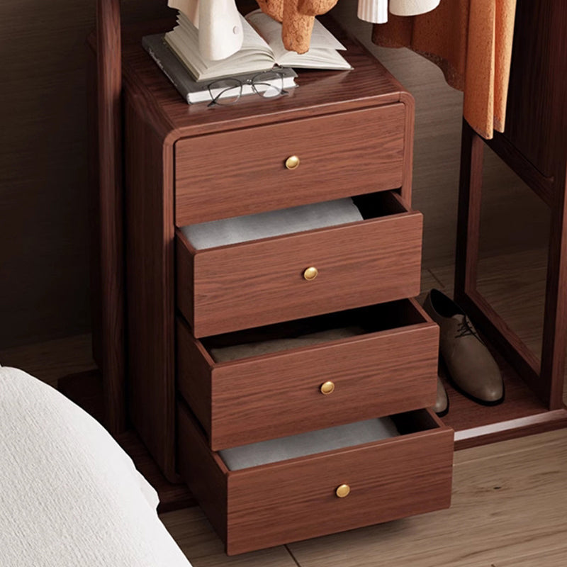 All-In-One Solid Ash &amp; Rubber Wood Hall Tree - Combined Mirror 4-Tier Storage Cabinet Hanging Rack For Bedroom &amp; Entryway