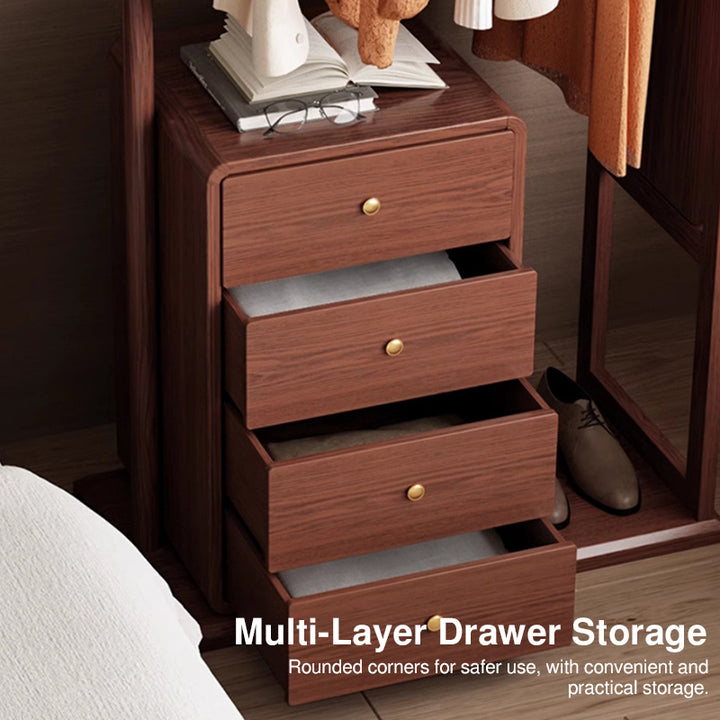 All-In-One Solid Ash &amp; Rubber Wood Hall Tree - Combined Mirror 4-Tier Storage Cabinet Hanging Rack For Bedroom &amp; Entryway