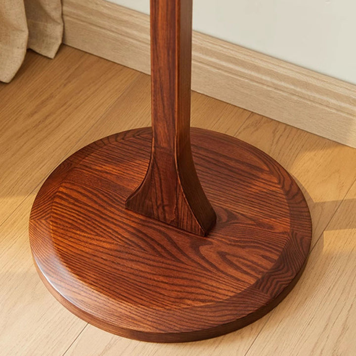 Chinese Pipa-Shaped Solid Ash Wood Hall Tree - Round Base Freestanding Coat Rack For Entryway