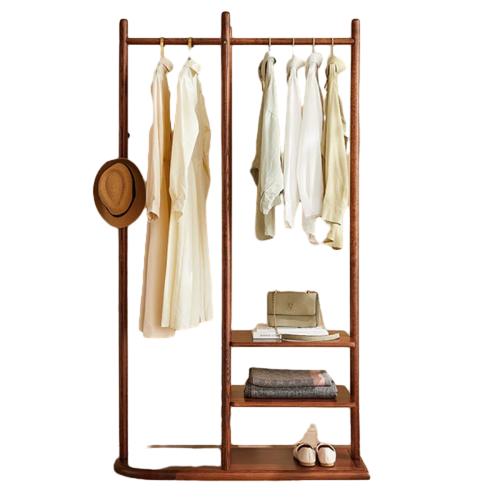 Minimalist Freestanding Wood Coat Rack Stand - Dual Garment Hanging Areas Adjustable Hall Tree For Entryway