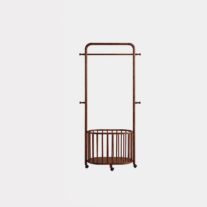 Minimalistischer beweglicher freistehender rollbarer Kleiderständer - Garderobenständer aus Eschenholz mit klarem umweltfreundlichem Finish für Schlafzimmer &amp; Eingangsbereich 