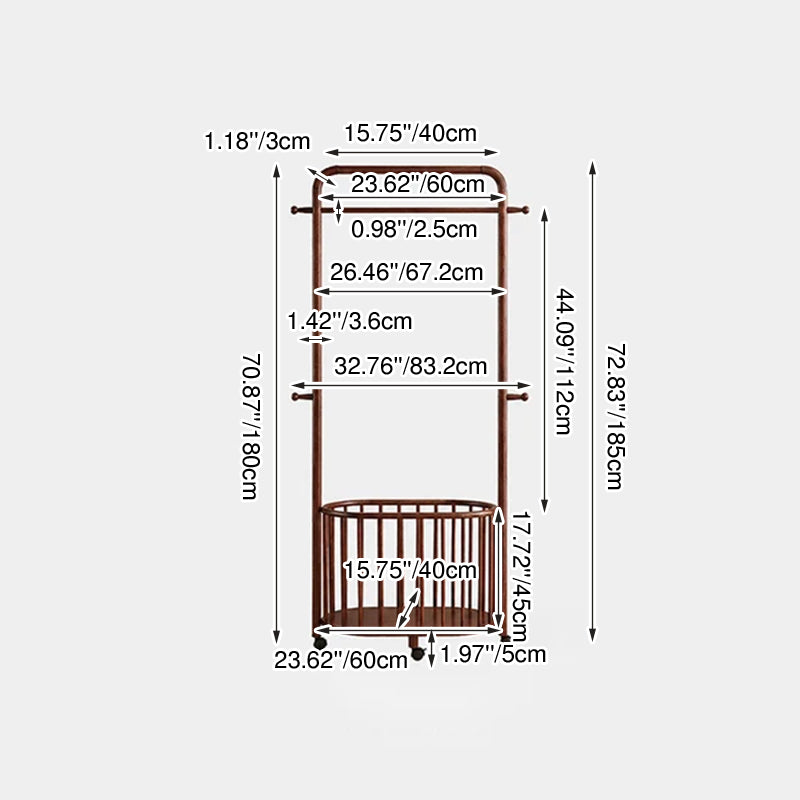 Minimalistischer beweglicher freistehender rollbarer Kleiderständer - Garderobenständer aus Eschenholz mit klarem umweltfreundlichem Finish für Schlafzimmer &amp; Eingangsbereich 