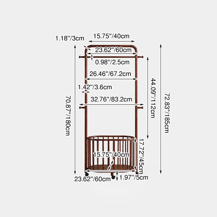 Minimalist Movable Freestanding Rolling Coat Rack - Eco Clear Finish Ash Wood Garment Hall Tree For Bedroom & Entryway
