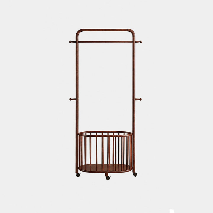 Minimalistischer beweglicher freistehender rollbarer Kleiderständer - Garderobenständer aus Eschenholz mit klarem umweltfreundlichem Finish für Schlafzimmer &amp; Eingangsbereich 