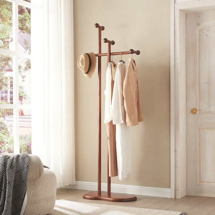 Contemporary Creative Ash Wood Coat Rack Freestanding Clothes Stand - Space-Saving Design Hall Tree For Living Room